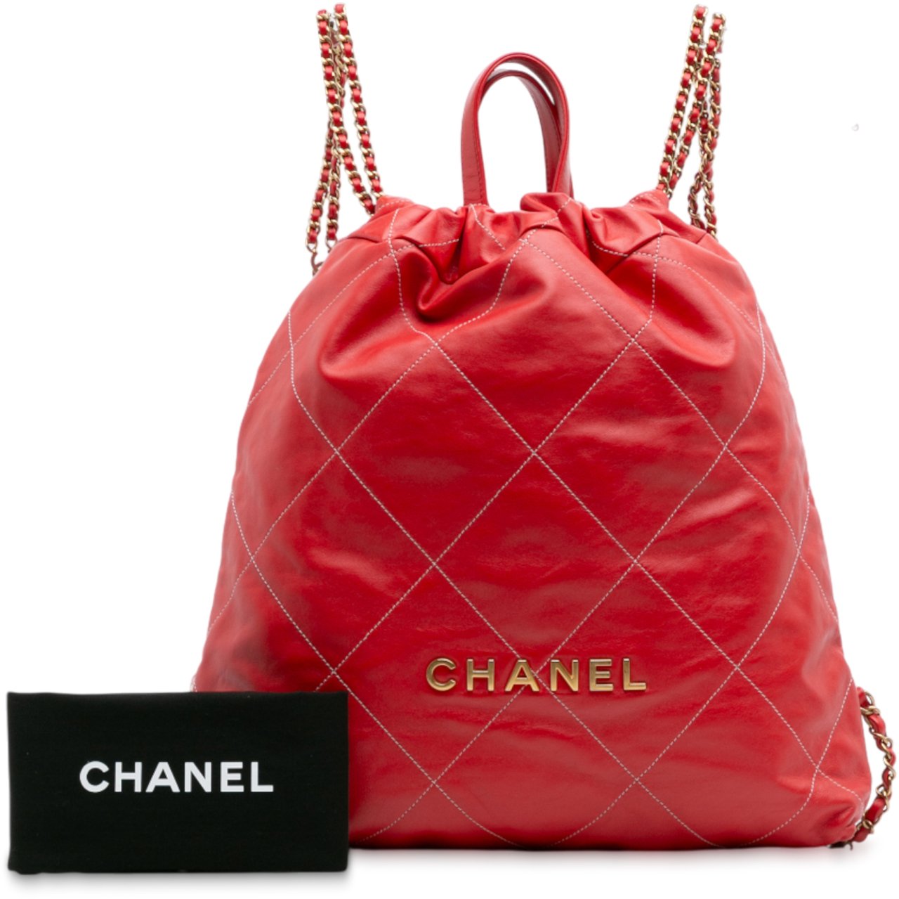 Chanel Large Shiny Quilted Calfskin 22 Backpack Rood