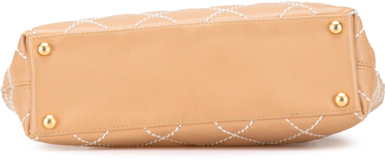 Chanel Small CC Calfskin Wild Stitch Tote Bruin