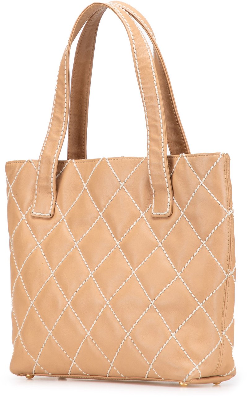 Chanel Small CC Calfskin Wild Stitch Tote Bruin