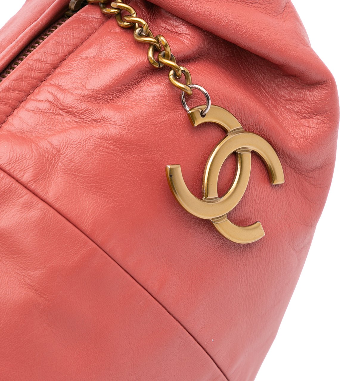 Chanel Lambskin CC Ring Hobo Rood