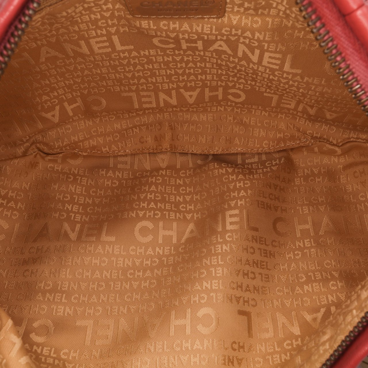 Chanel Lambskin CC Ring Hobo Rood
