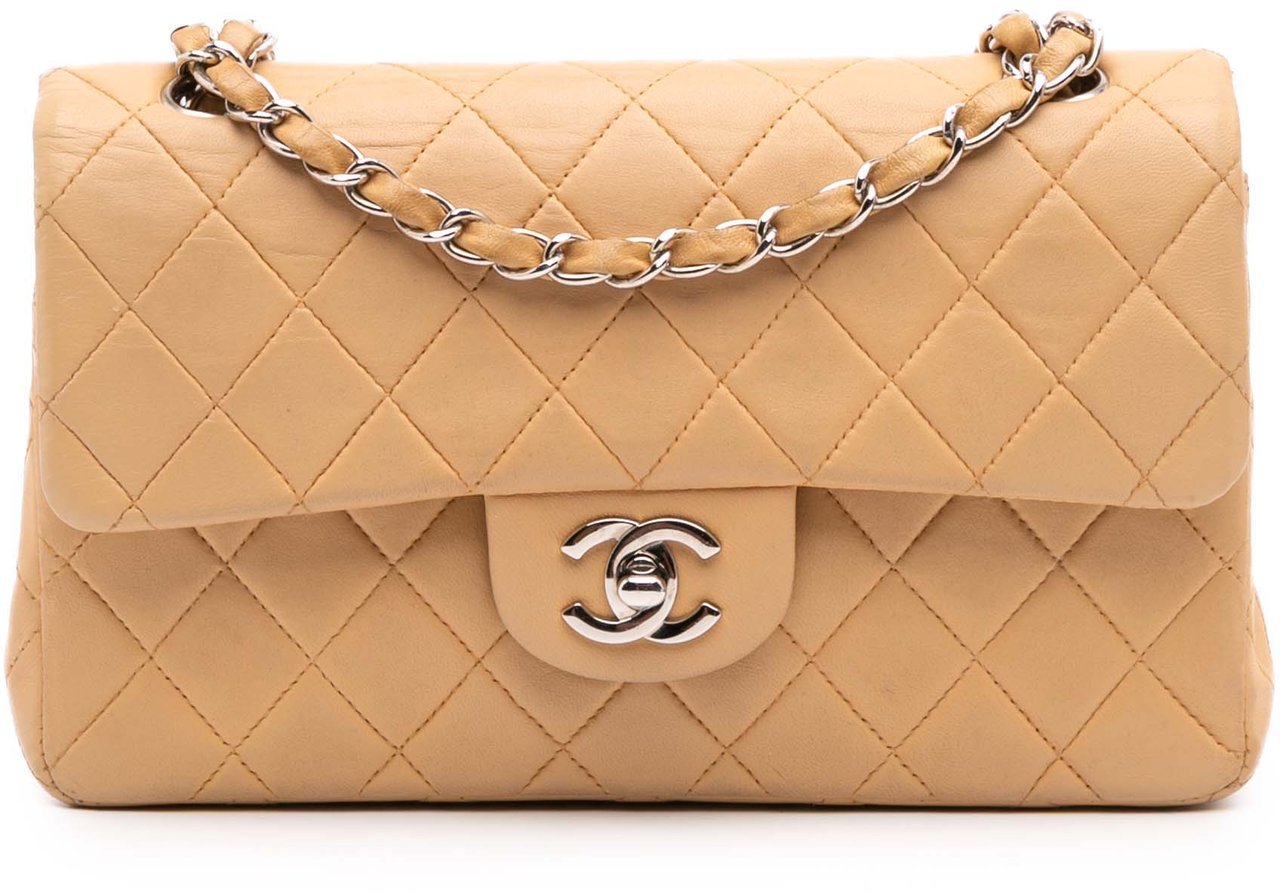 Chanel Small Classic Lambskin Double Flap Bruin