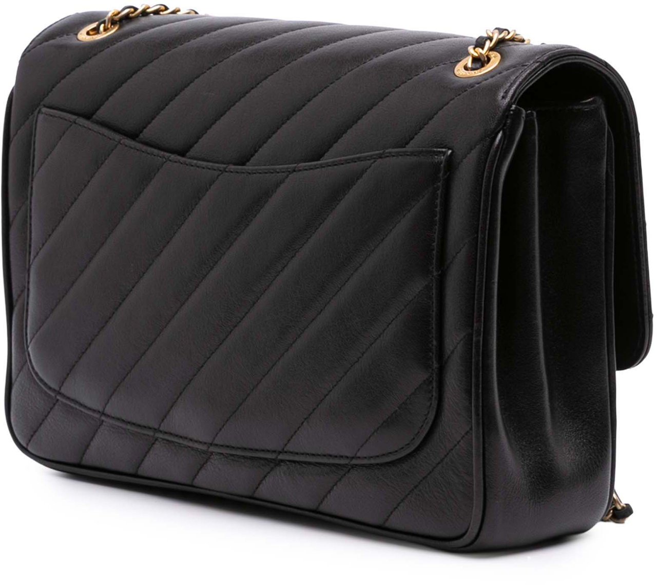 Chanel Diagonal Quilted Lambskin CC Signature Flap Zwart