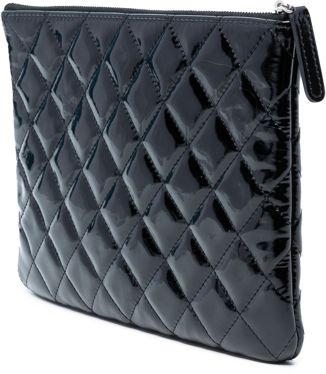 Chanel Medium Quilted Patent O Case Clutch Zwart