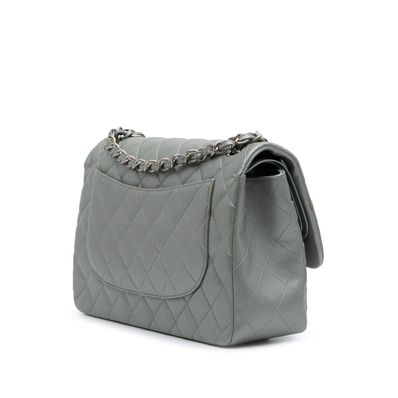 Chanel Jumbo Classic Lambskin Double Flap Zilver