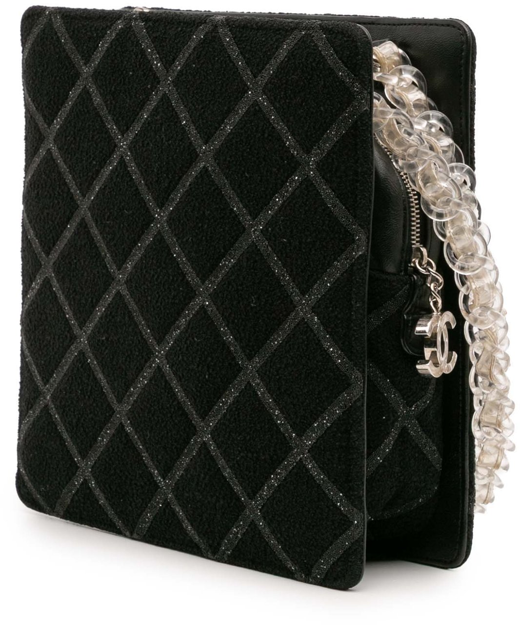 Chanel CC Tweed Chain Fantasy Crossbody Zwart