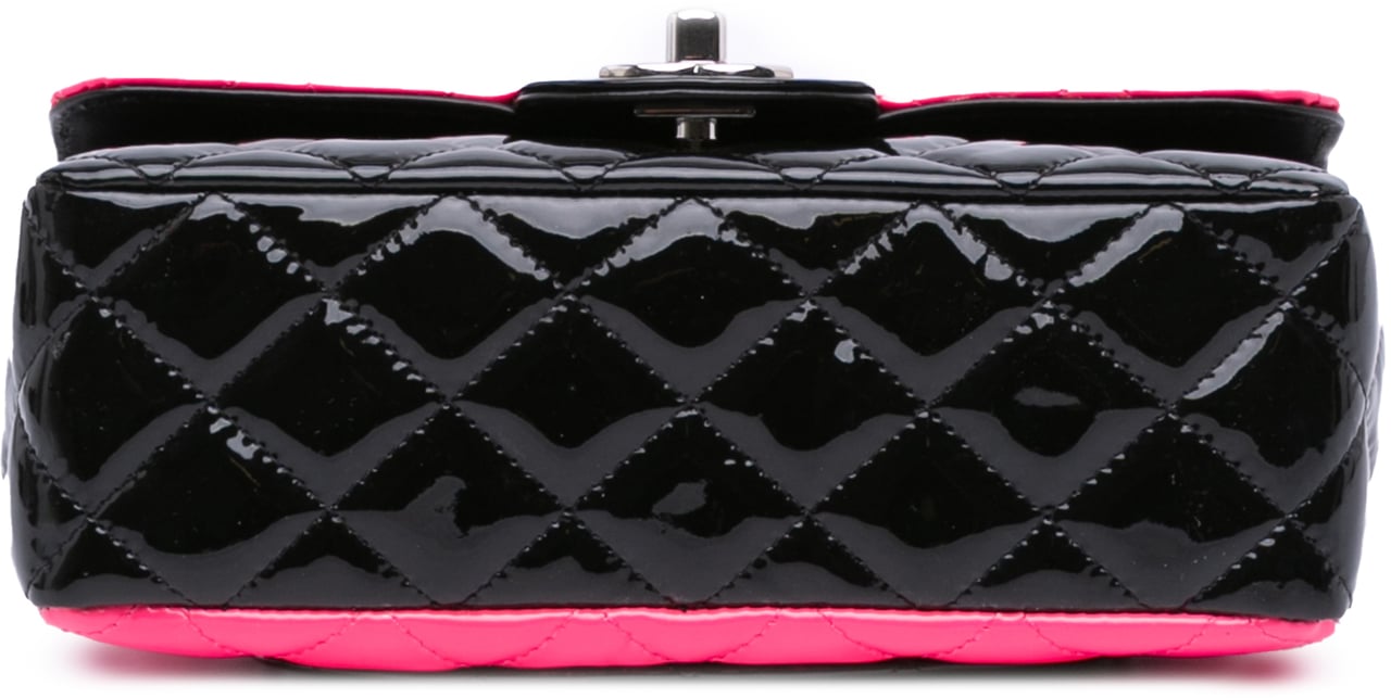 Chanel Mini Rectangular Classic Bicolor Patent Single Flap Roze