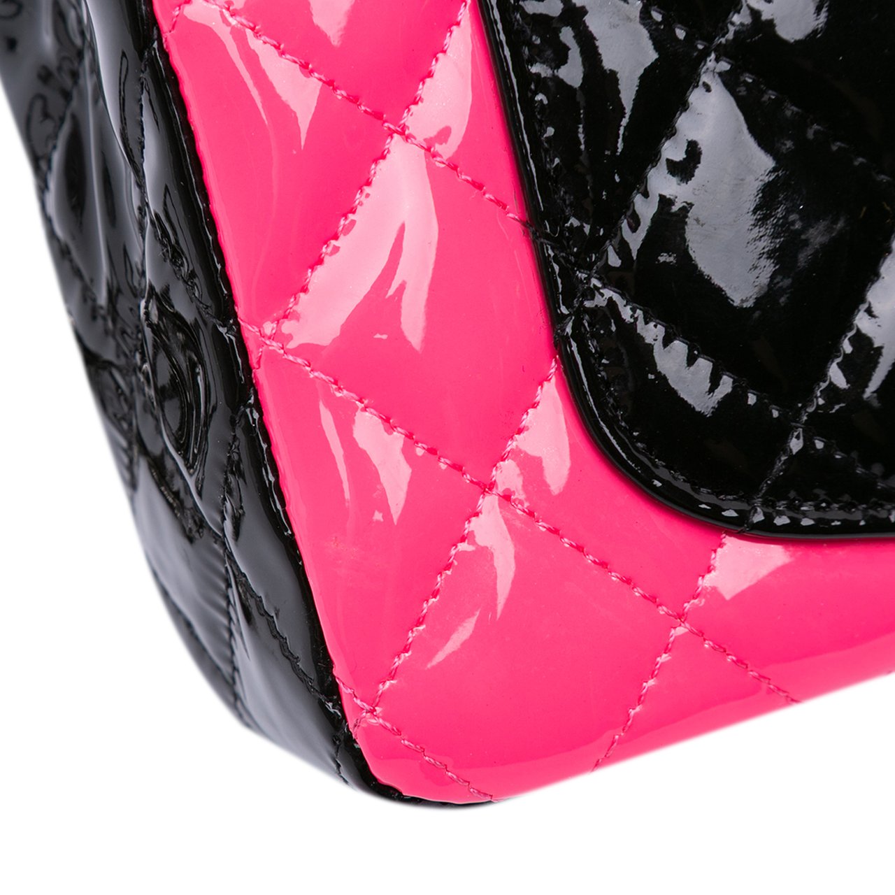 Chanel Mini Rectangular Classic Bicolor Patent Single Flap Roze