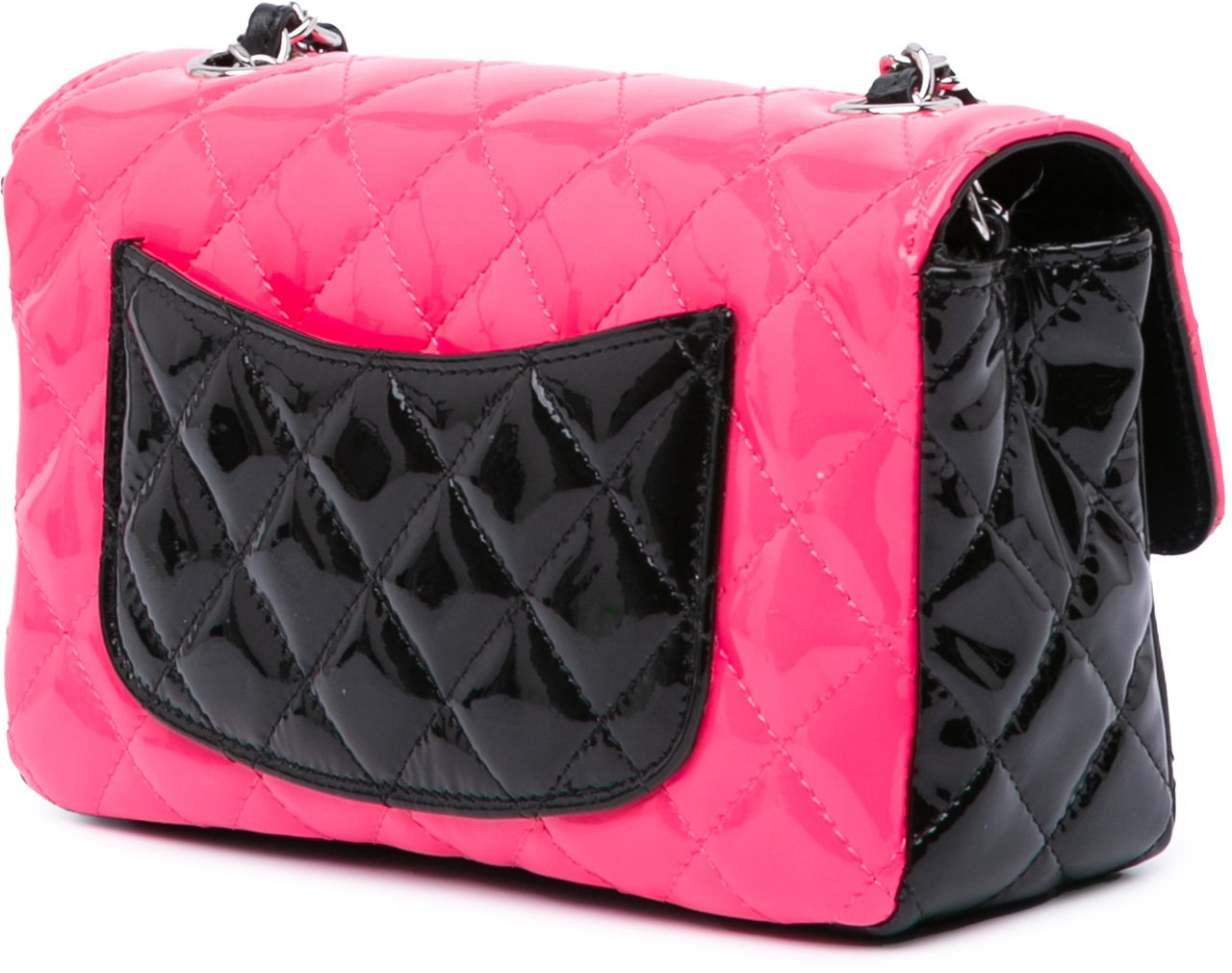 Chanel Mini Rectangular Classic Bicolor Patent Single Flap Roze