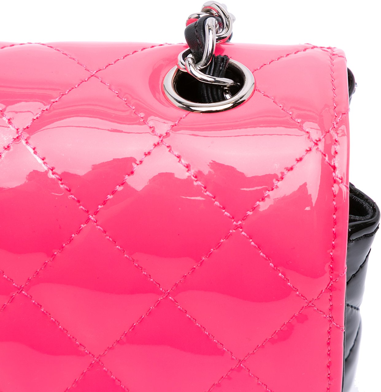 Chanel Mini Rectangular Classic Bicolor Patent Single Flap Roze