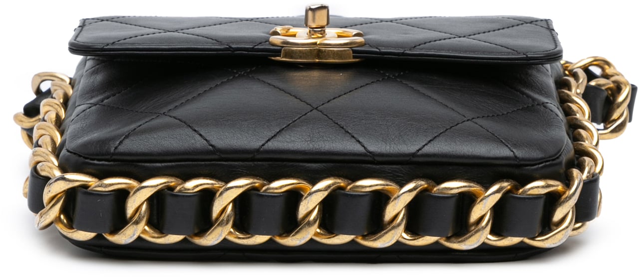 Chanel Small Quilted Calfskin Framing Chain Flap Zwart