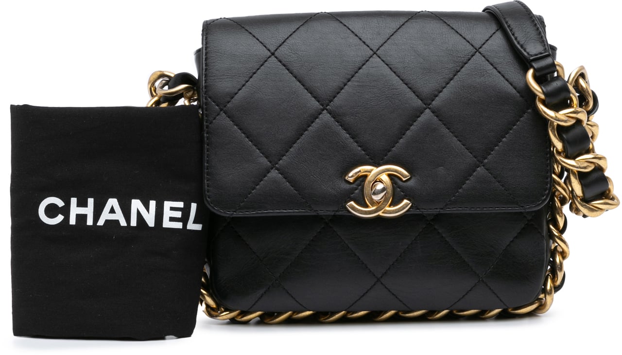 Chanel Small Quilted Calfskin Framing Chain Flap Zwart