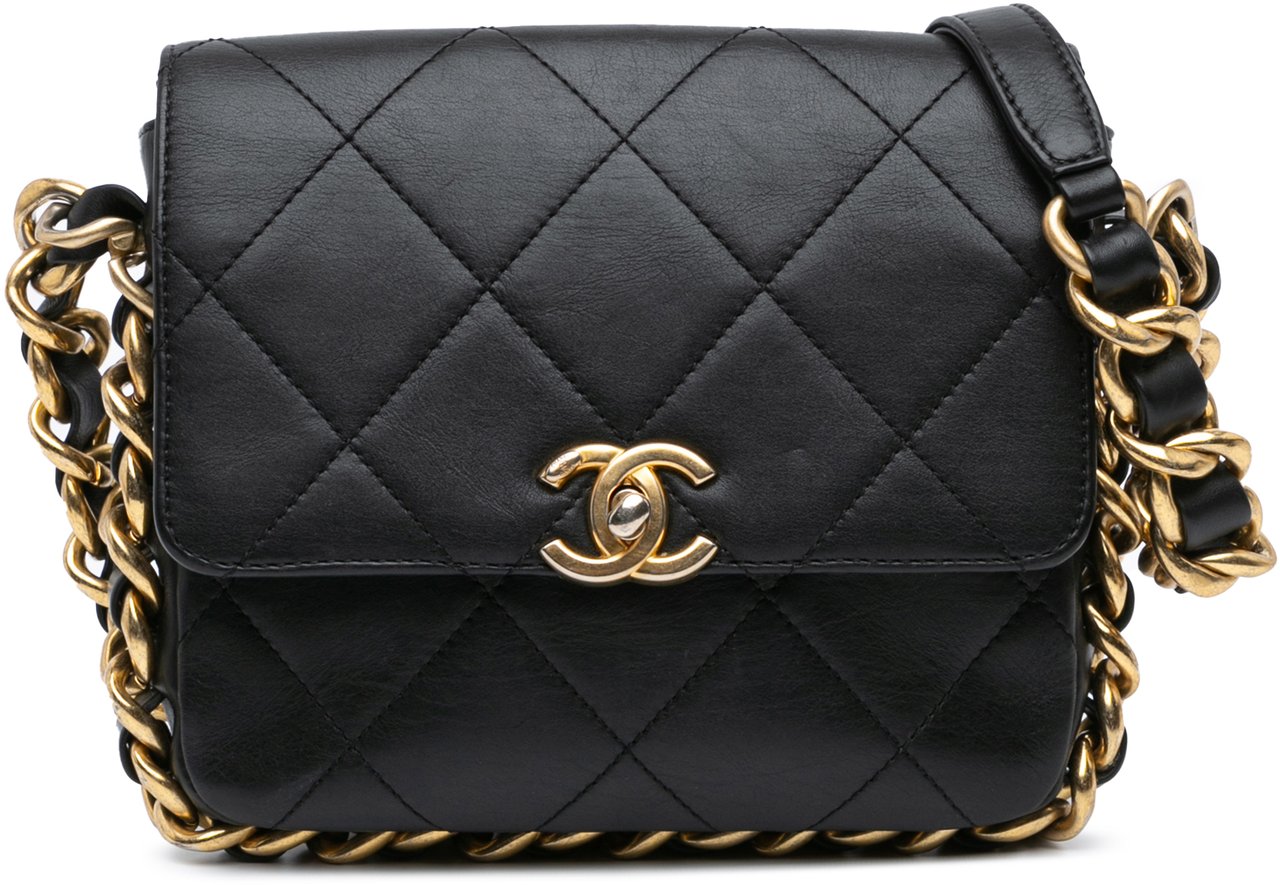 Chanel Small Quilted Calfskin Framing Chain Flap Zwart