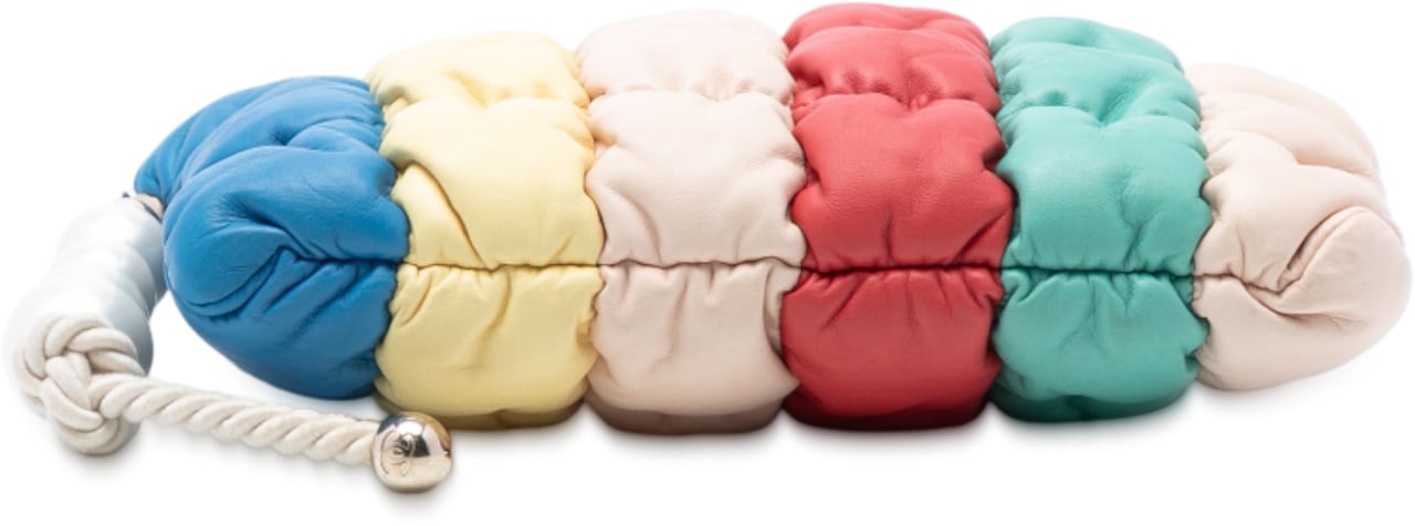 Chanel CC Multicolore Padded Lambskin Faux Pearl Clutch Divers