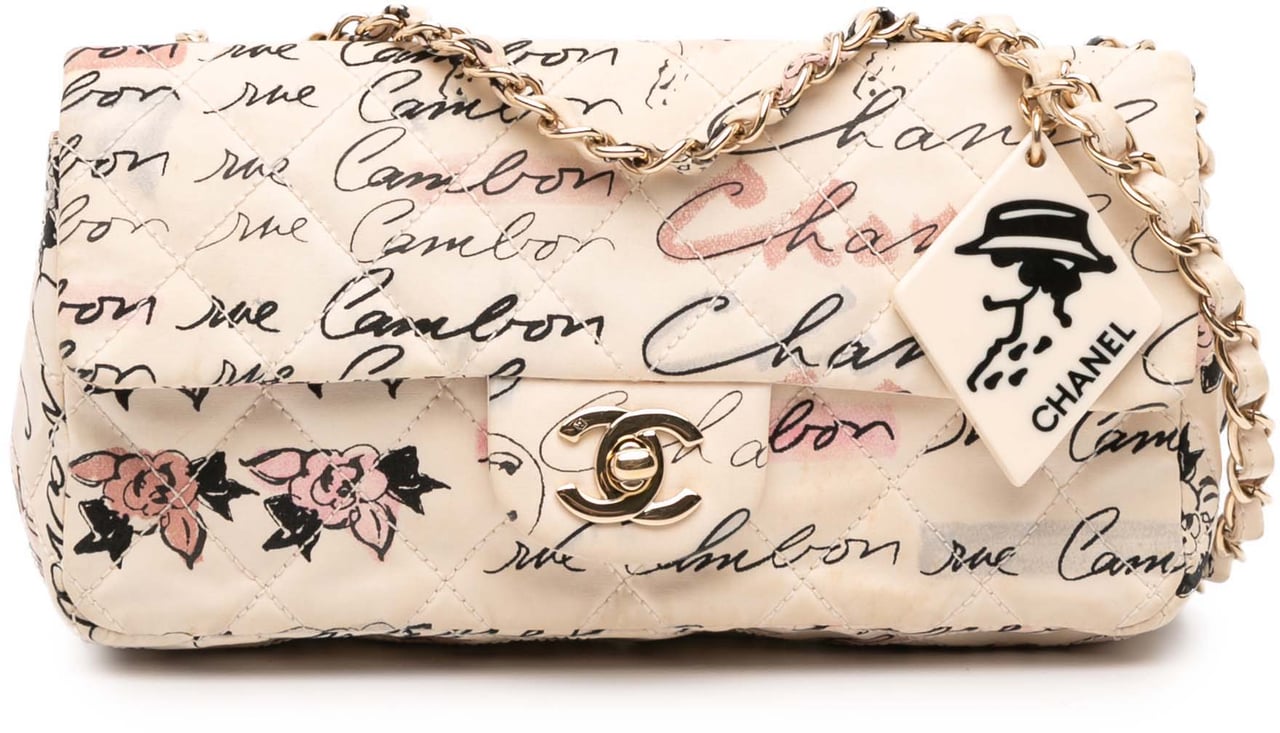 Chanel Small Quilted Nylon Printed Rue Cambon Flap Wit