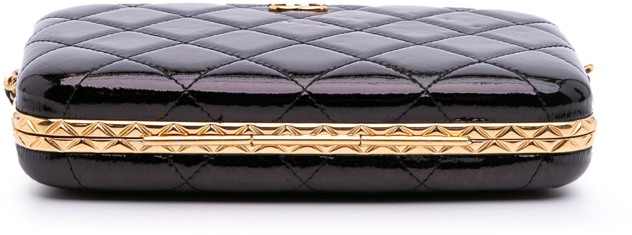 Chanel Large Glazed Goatskin Box With Chain Zwart