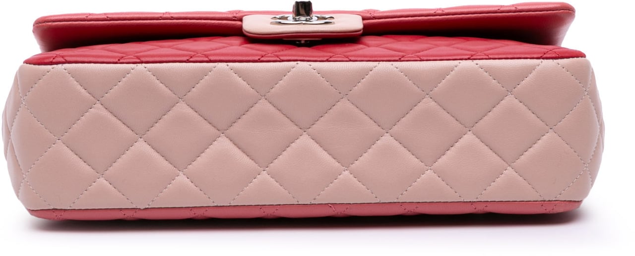 Chanel Medium Classic Tricolor Lambskin Valentines Heart Charms Single Flap Roze