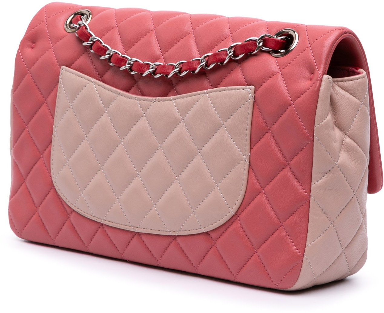 Chanel Medium Classic Tricolor Lambskin Valentines Heart Charms Single Flap Roze