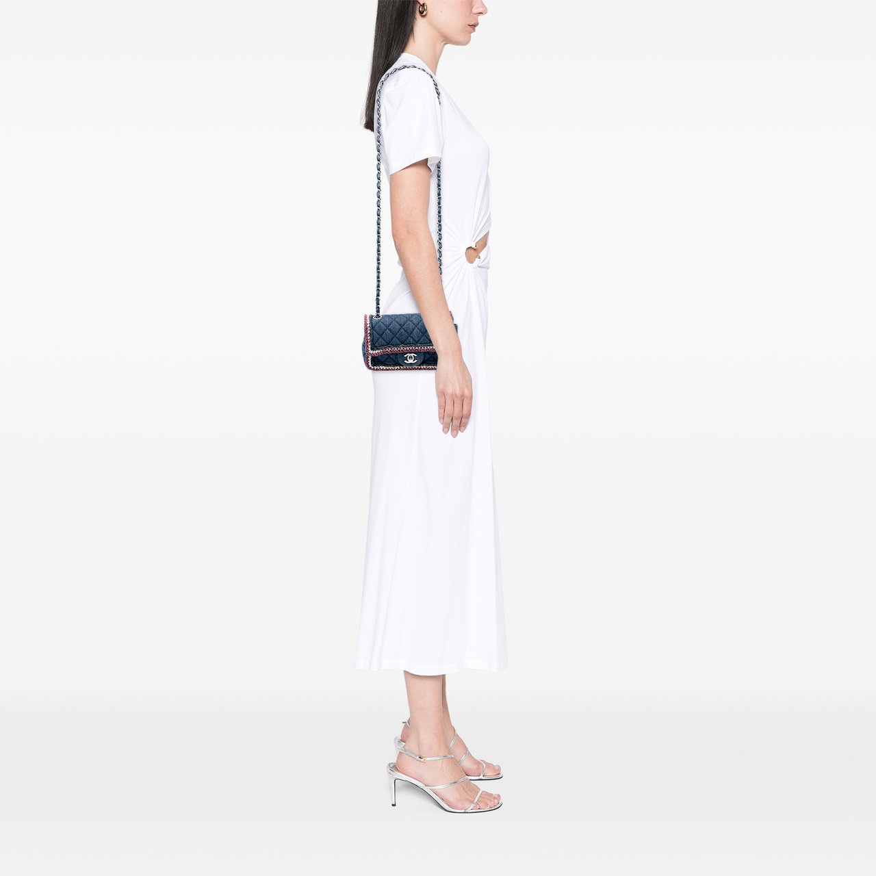Chanel Mini Rectangular Classic Denim Braided Single Flap Blauw