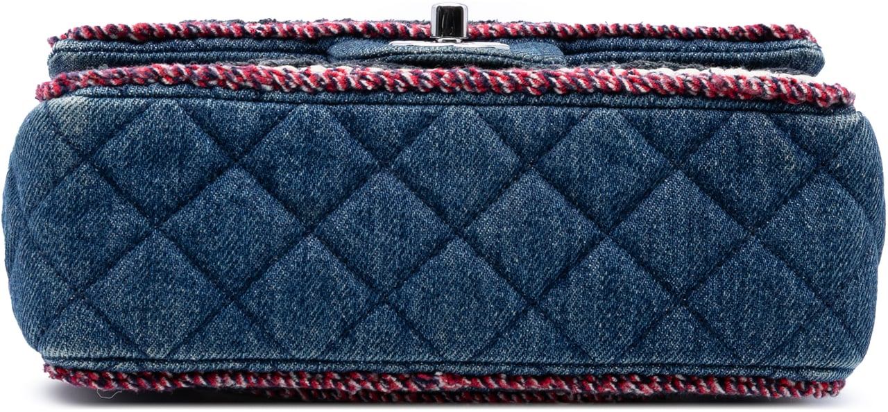 Chanel Mini Rectangular Classic Denim Braided Single Flap Blauw