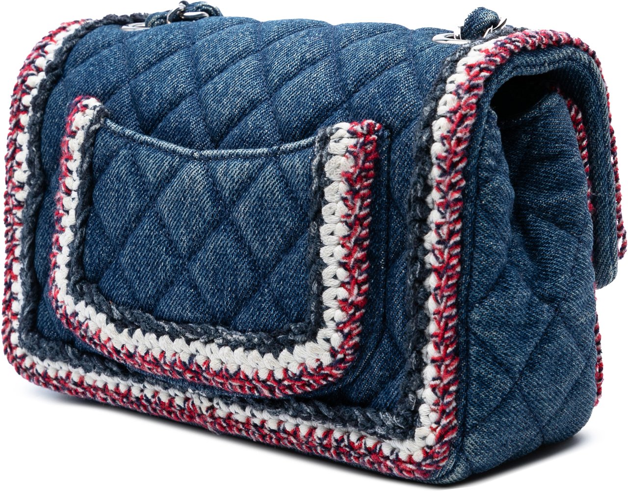 Chanel Mini Rectangular Classic Denim Braided Single Flap Blauw