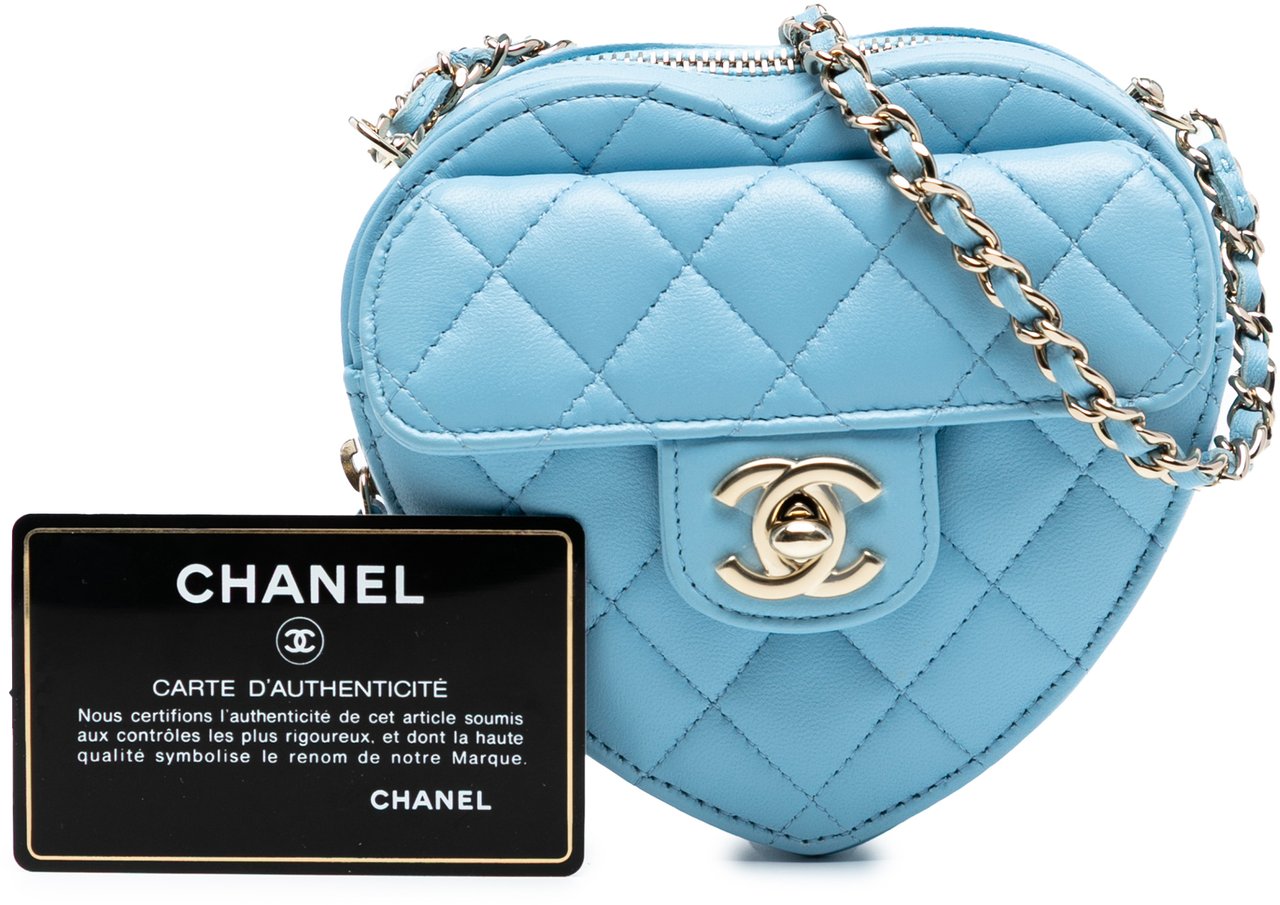 Chanel Mini Lambskin CC in Love Heart Crossbody Blauw