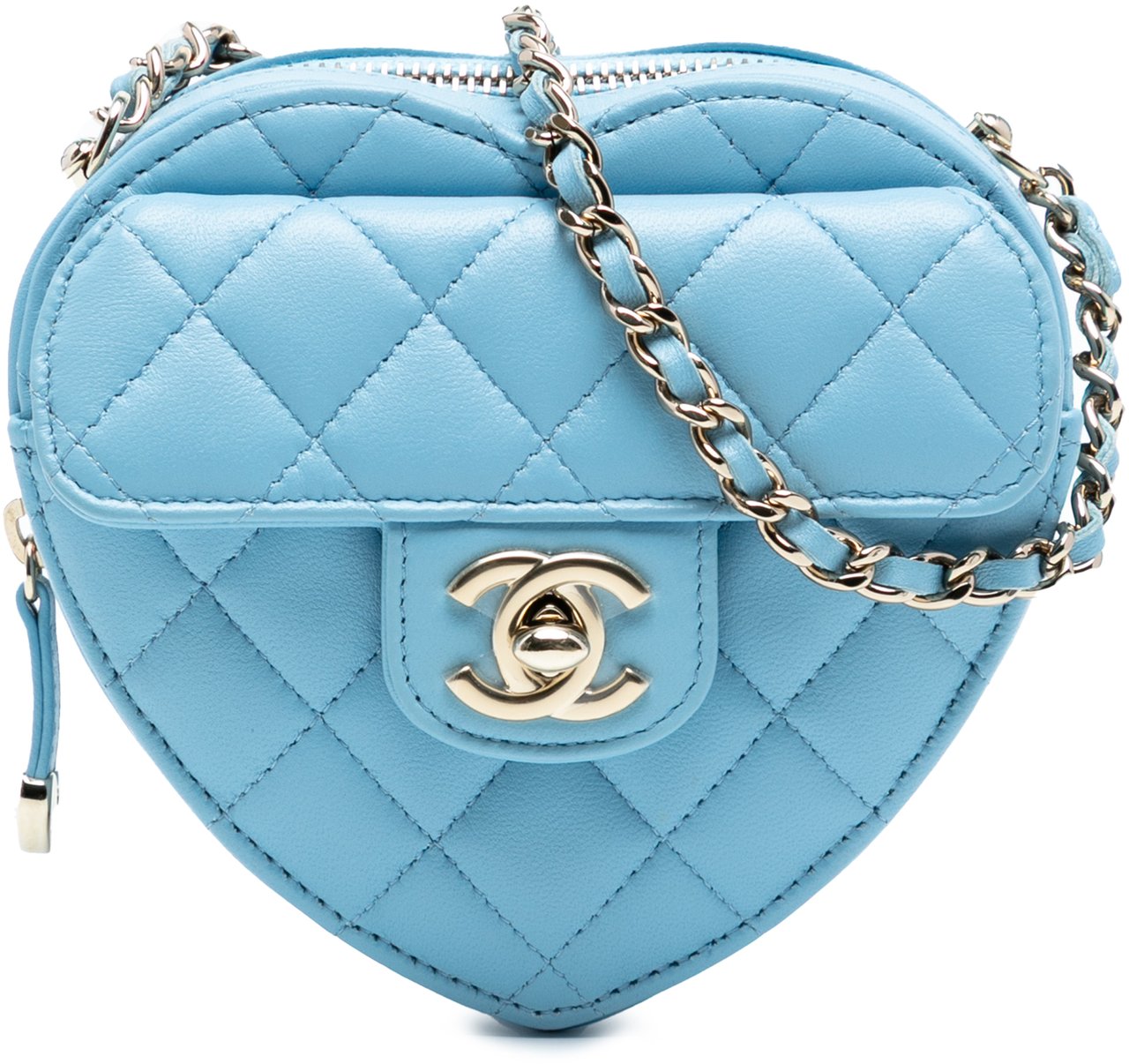 Chanel Mini Lambskin CC in Love Heart Crossbody Blauw