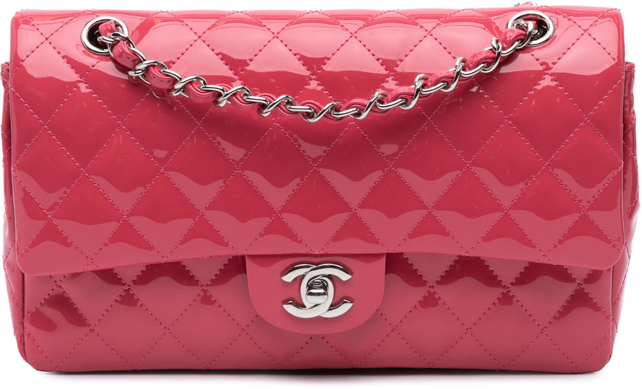 Chanel Medium Classic Patent Double Flap Roze