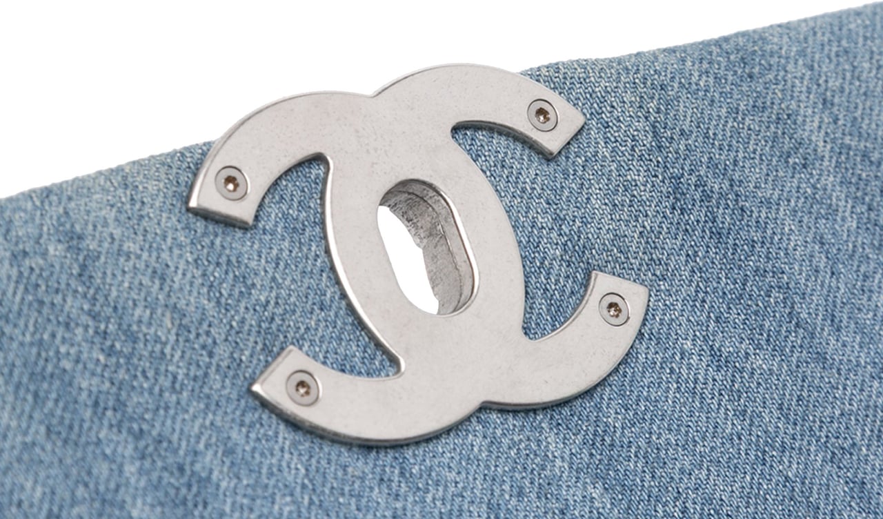 Chanel Medium Double Stitched Denim 19 Flap Blauw