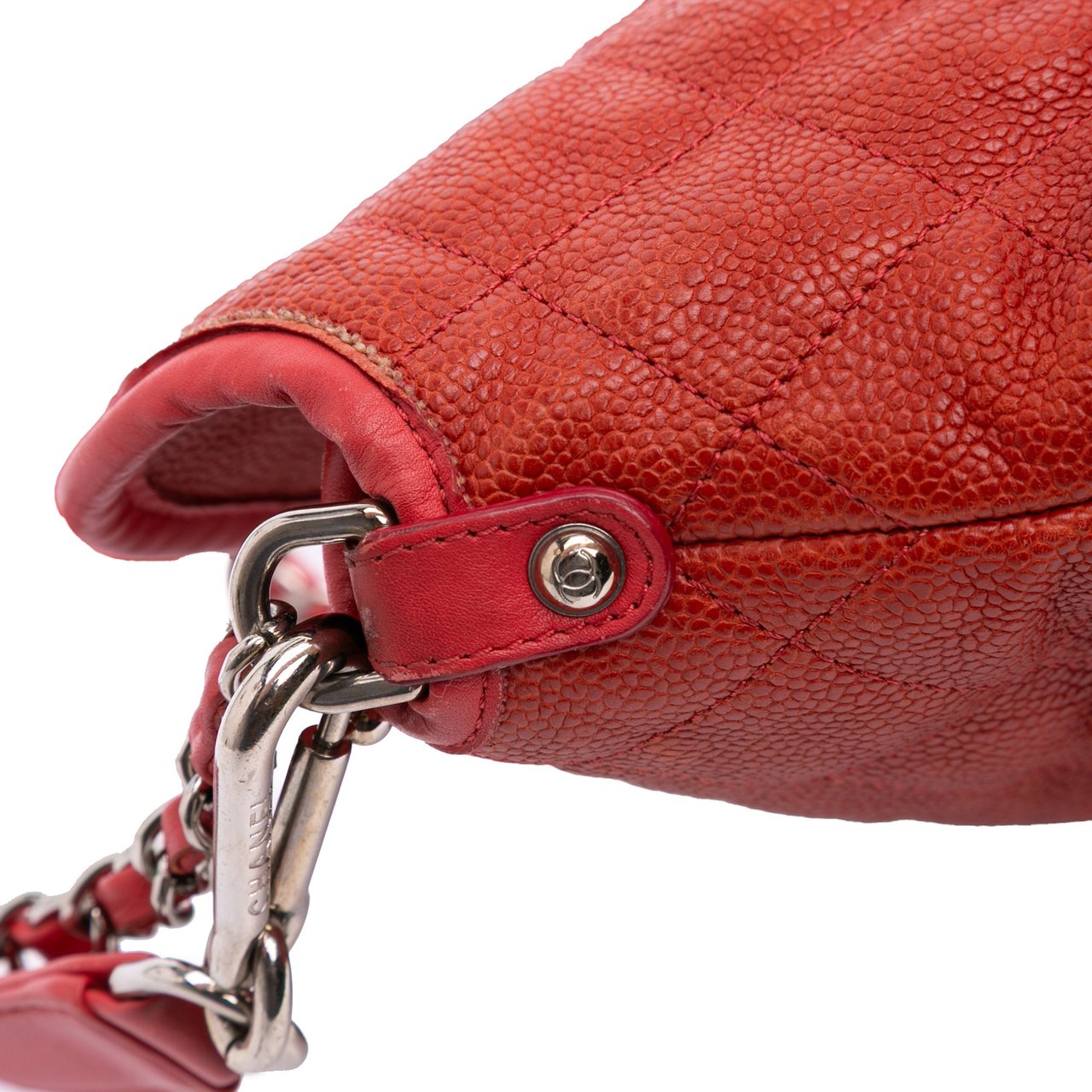 Chanel Quilted Caviar French Riviera Hobo Rood