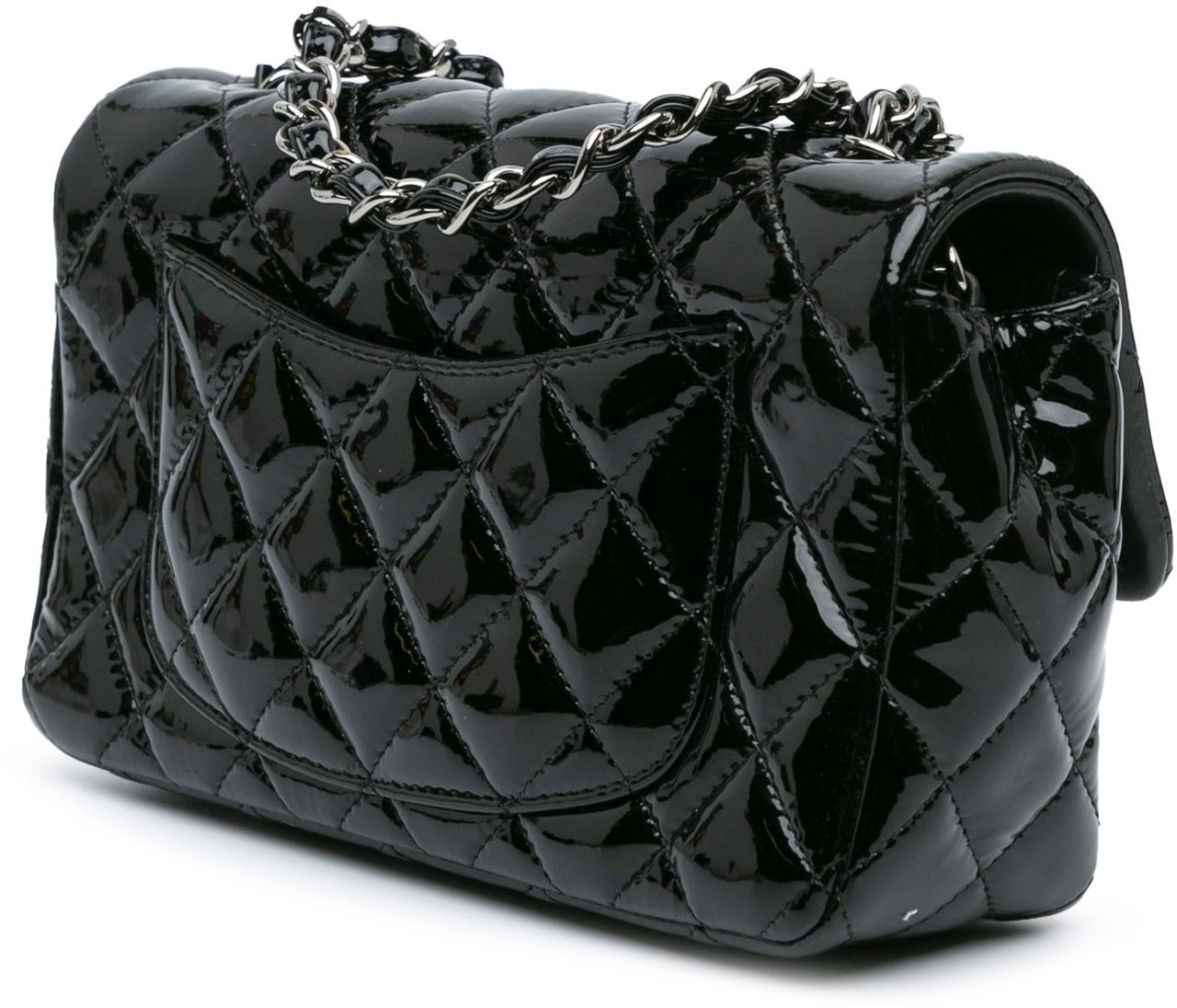 Chanel Mini Rectangular Classic Patent Single Flap Zwart