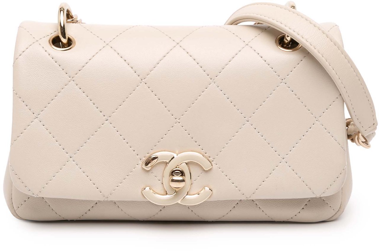 Chanel Medium Lambskin Twist Chain Enamel CC Flap Bruin