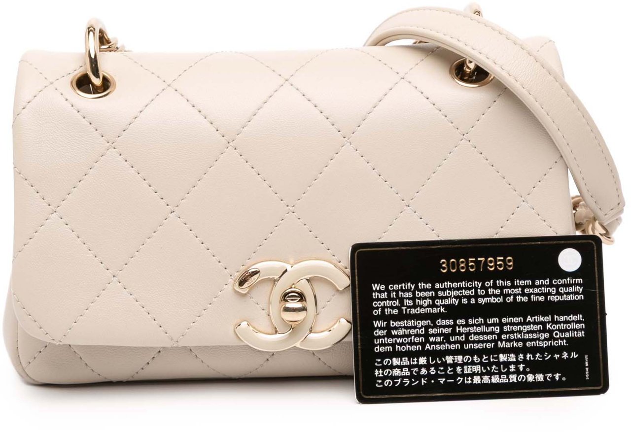 Chanel Medium Lambskin Twist Chain Enamel CC Flap Bruin