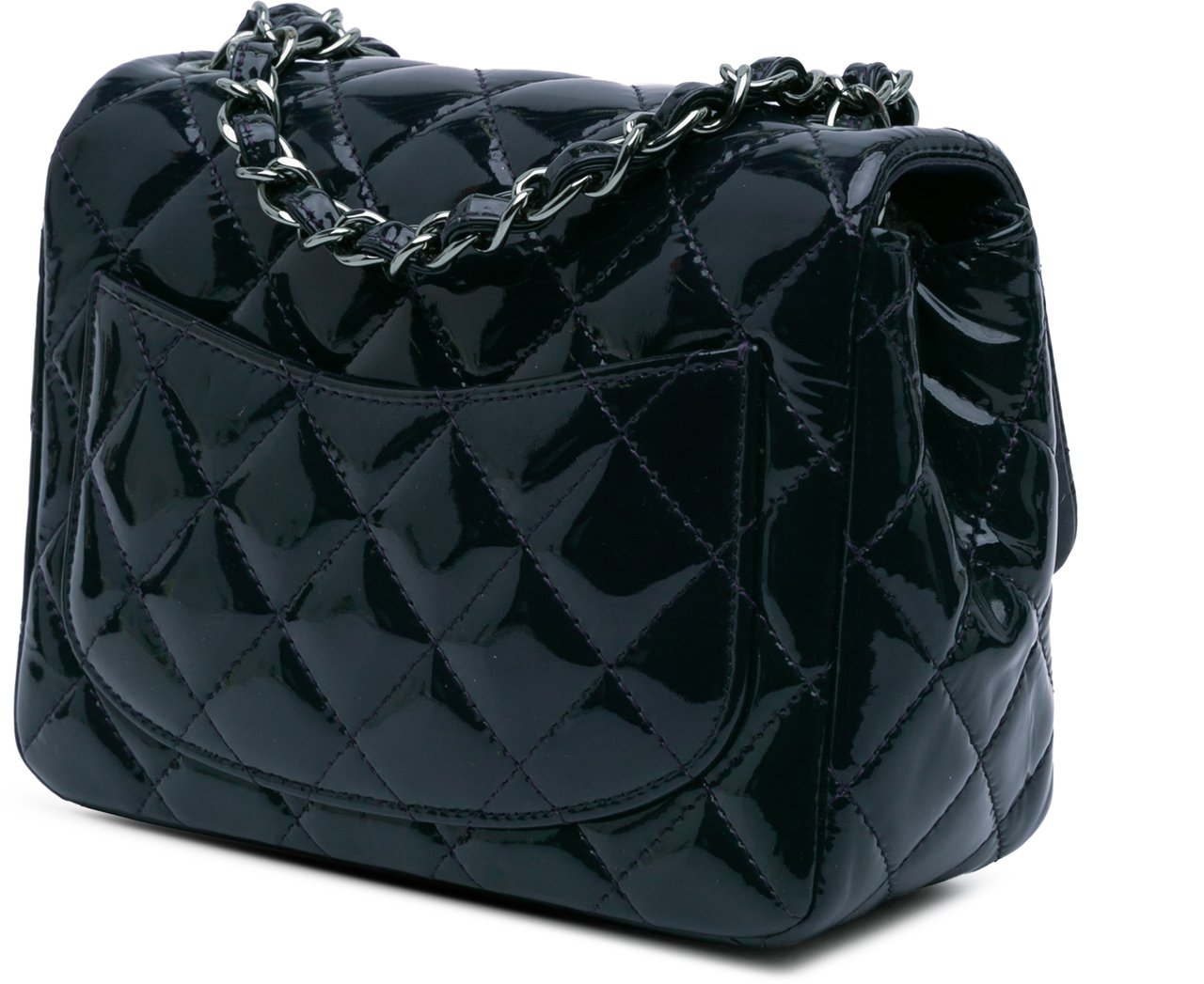 Chanel Mini Square Classic Patent Single Flap Blauw