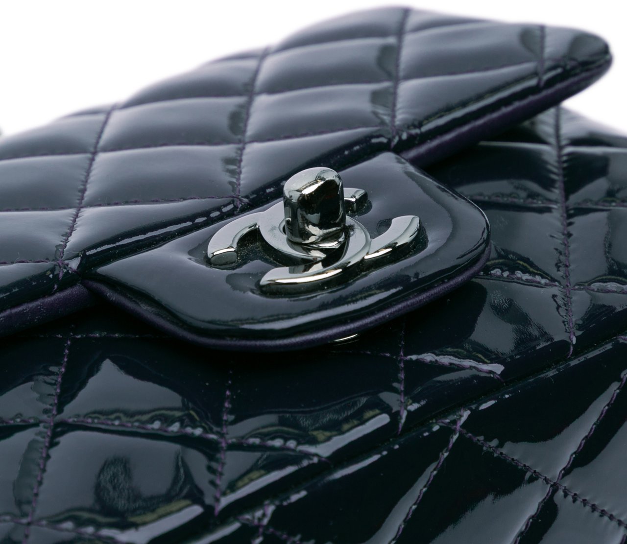 Chanel Mini Square Classic Patent Single Flap Blauw