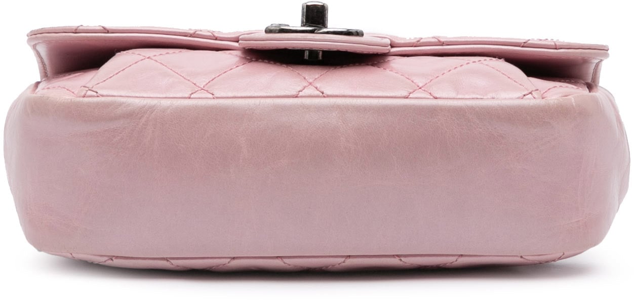 Chanel Mini Quilted Metallic Calfskin Coco Pleats Chain Flap Roze