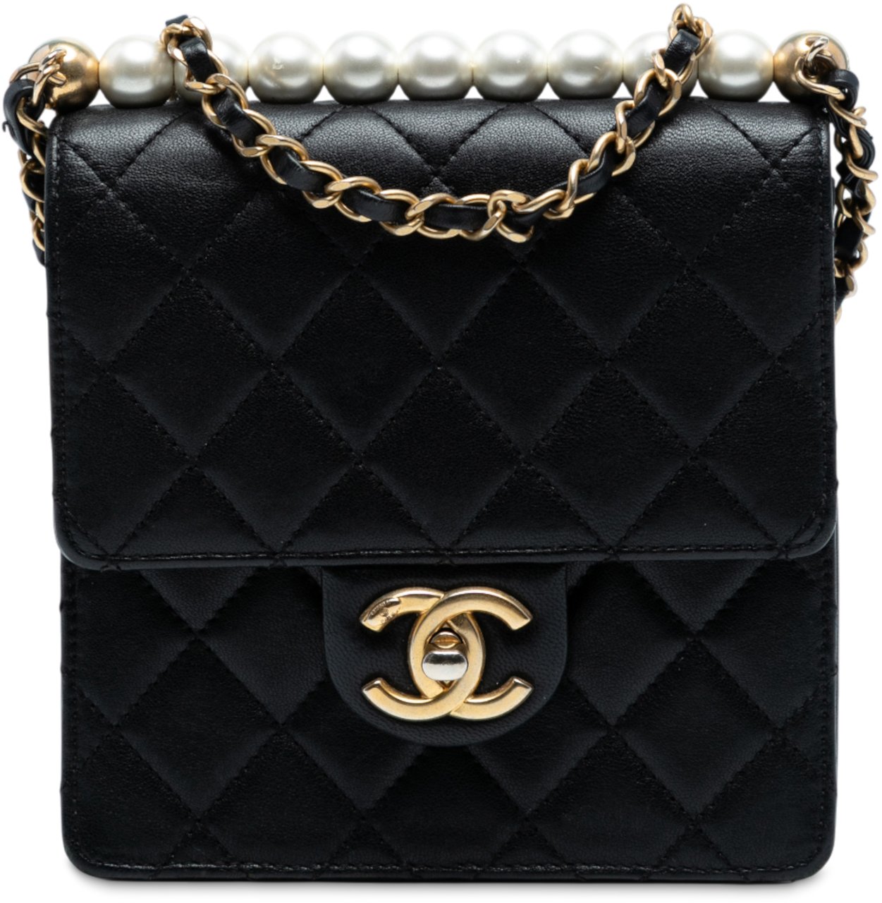 Chanel Small Lambskin Chic Pearls Flap Zwart