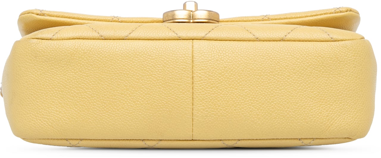 Chanel Small Quilted Caviar Chain Melody Flap Geel