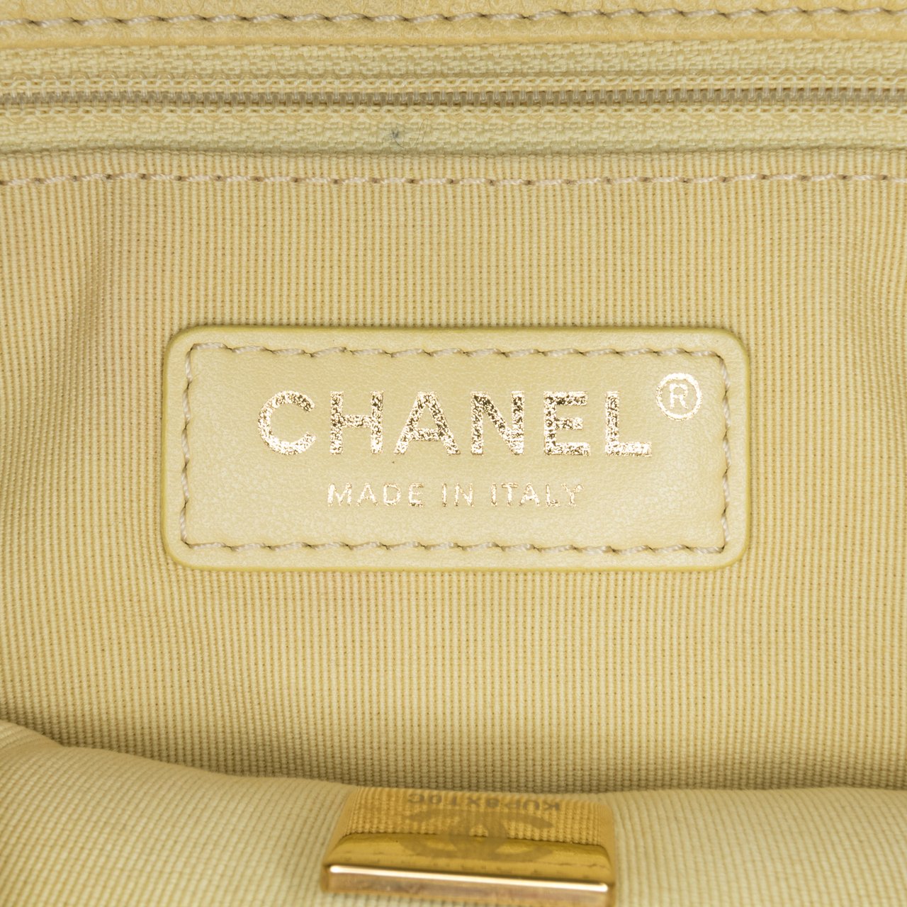 Chanel Small Quilted Caviar Chain Melody Flap Geel