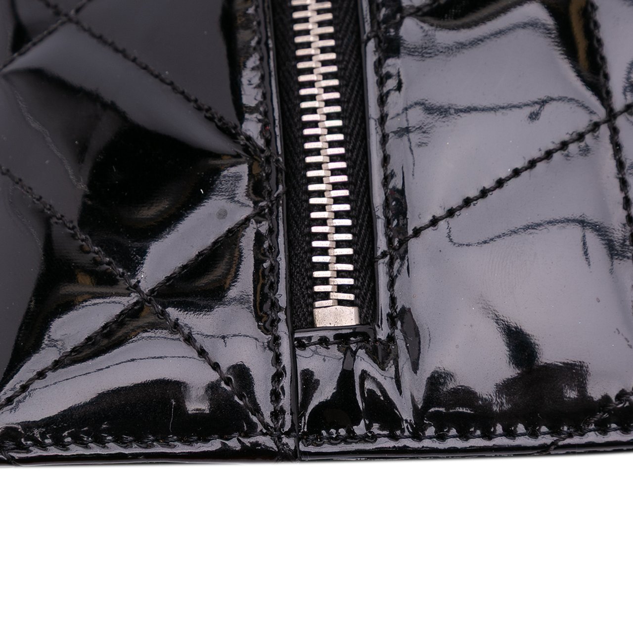Chanel Quilted Patent Geometric Kaleidoscope Shoulder Bag Zwart