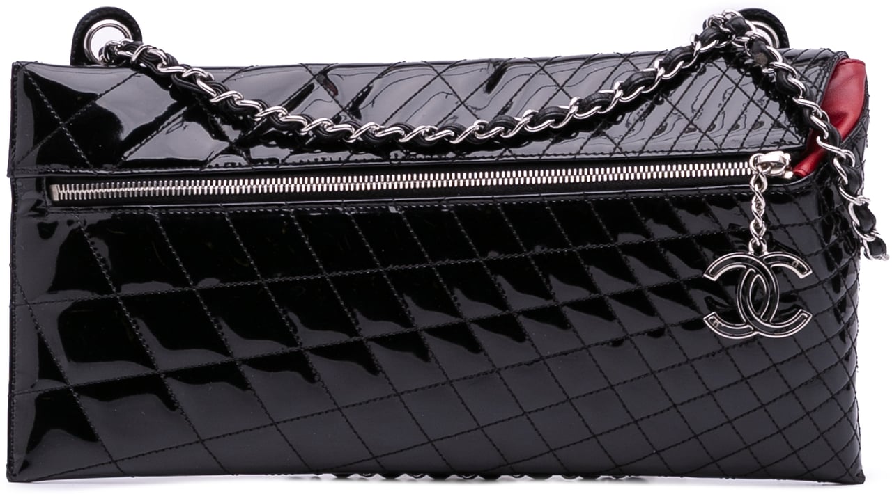 Chanel Quilted Patent Geometric Kaleidoscope Shoulder Bag Zwart