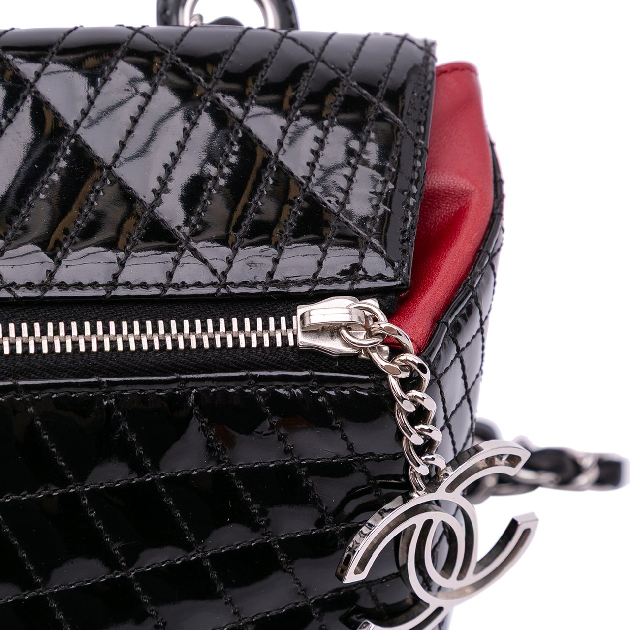 Chanel Quilted Patent Geometric Kaleidoscope Shoulder Bag Zwart