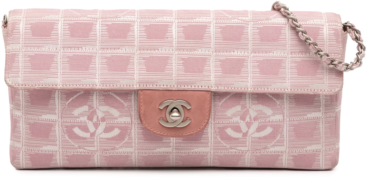 Chanel New Travel Line Nylon East West Flap Roze