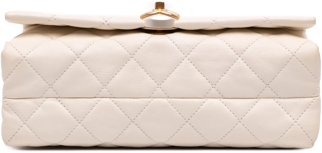 Chanel Small Quilted Calfskin Pearl CC Accordion Flap Wit