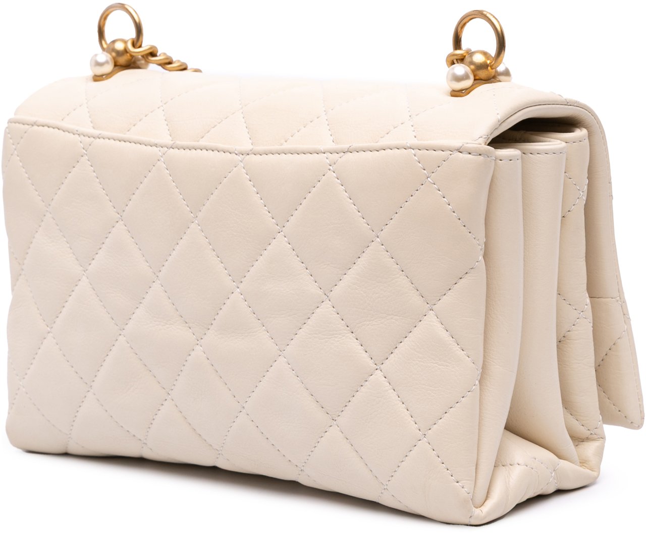 Chanel Small Quilted Calfskin Pearl CC Accordion Flap Wit