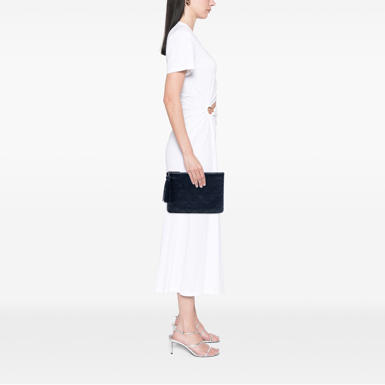 Chanel Medium Quilted Lambskin Double Stitch Tassel O Case Clutch Blauw