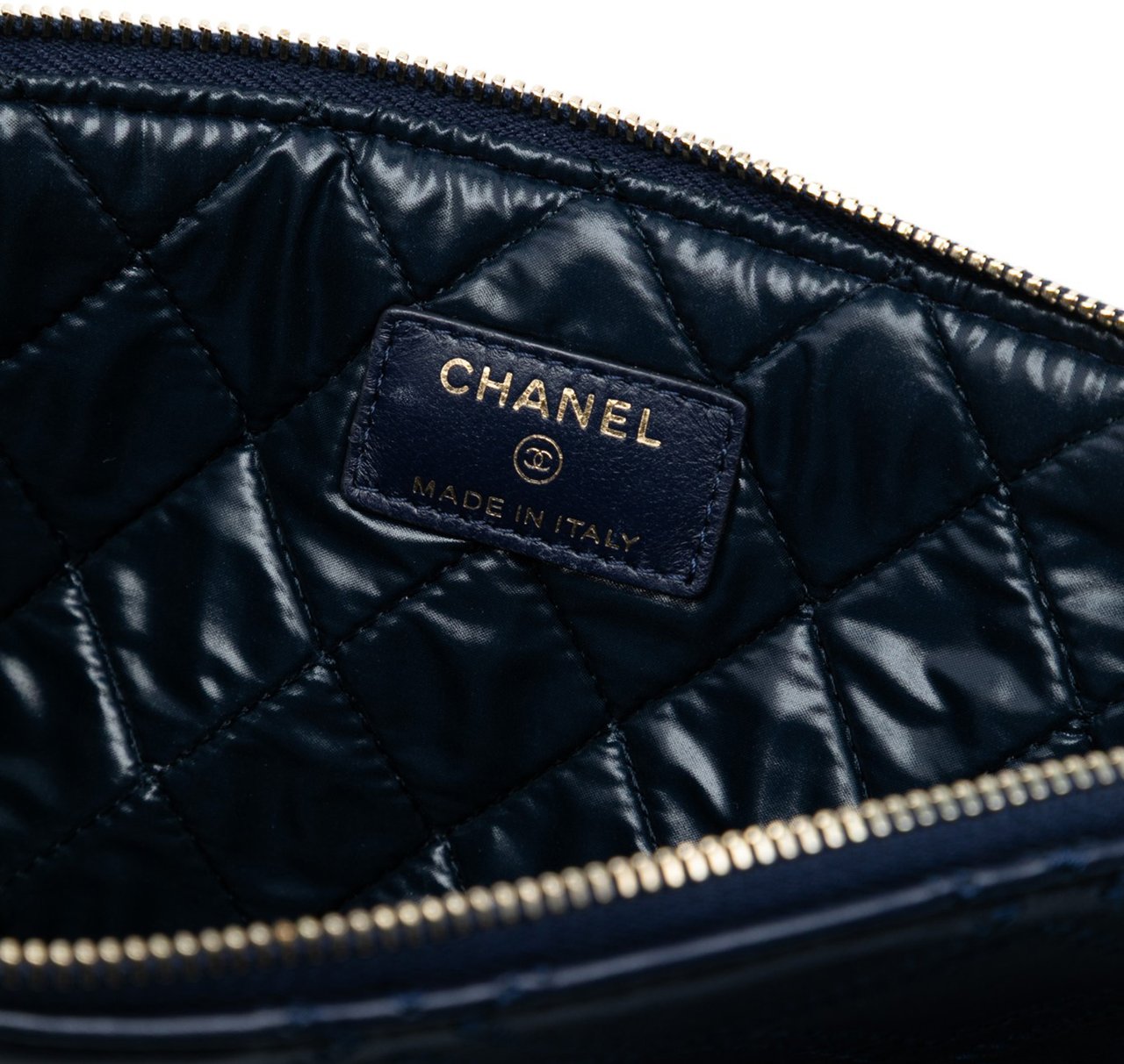 Chanel Medium Quilted Lambskin Double Stitch Tassel O Case Clutch Blauw