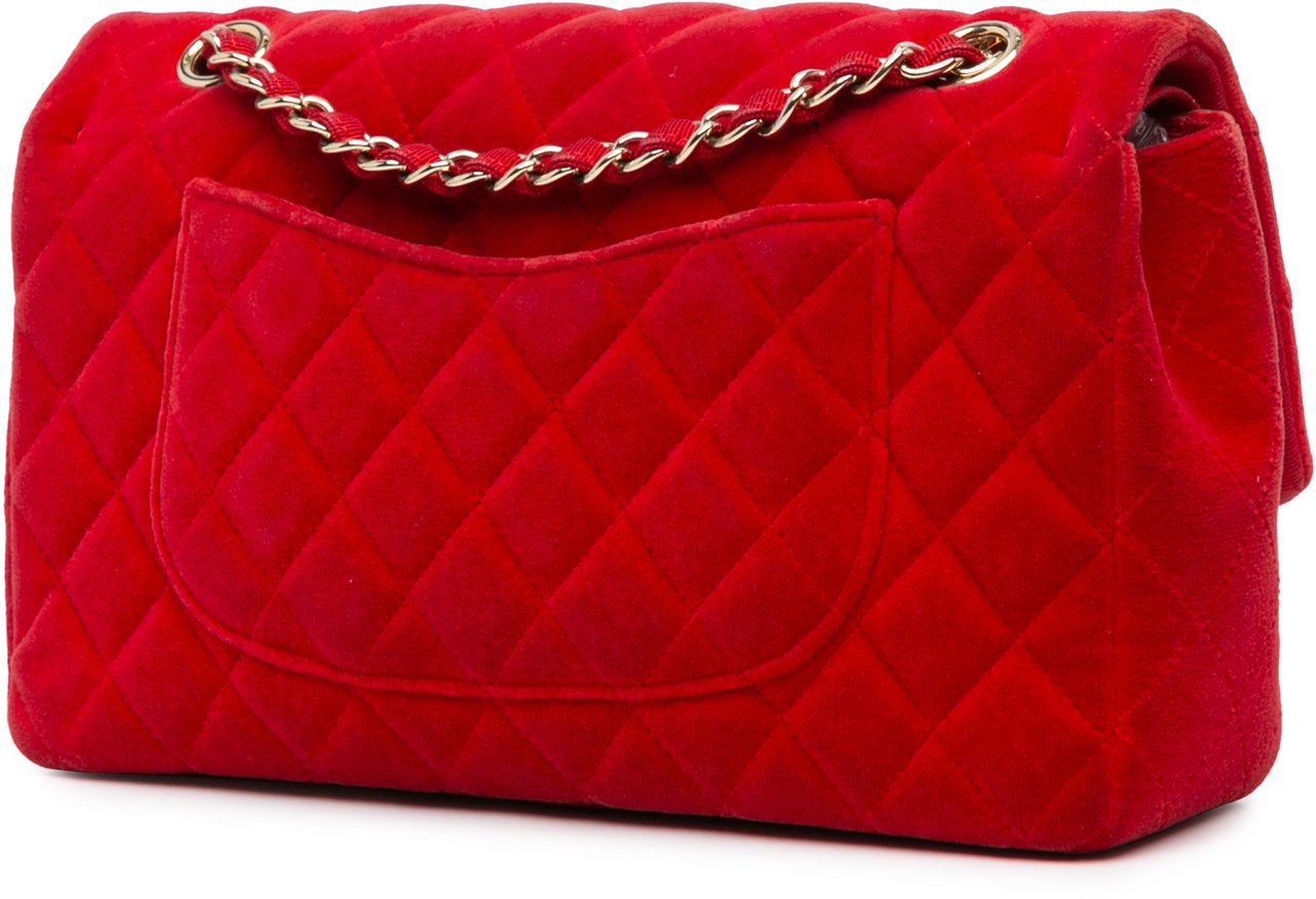 Chanel Medium Classic Velvet Double Flap Rood