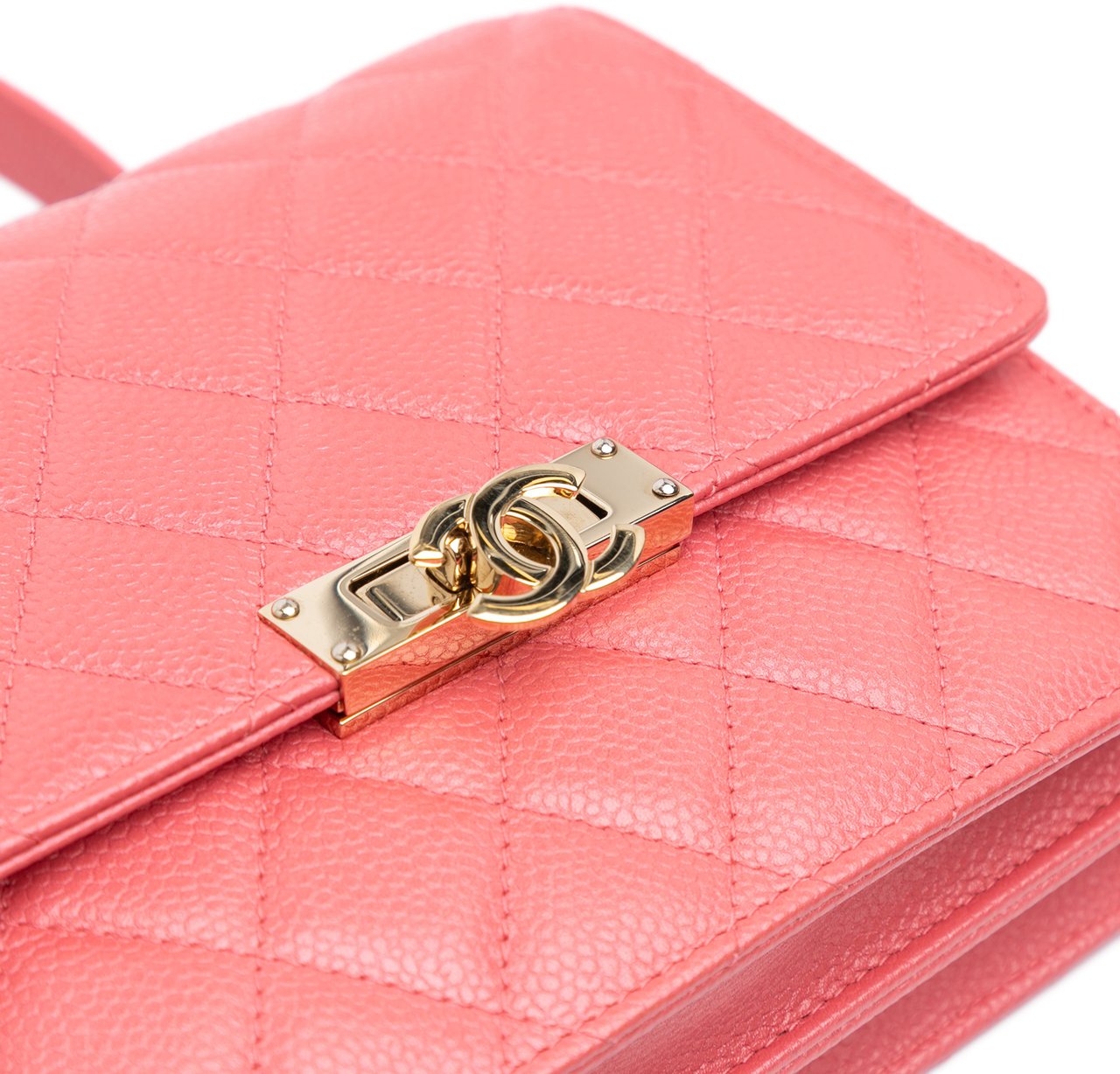 Chanel Quilted Caviar Golden Class Wallet On Chain Roze