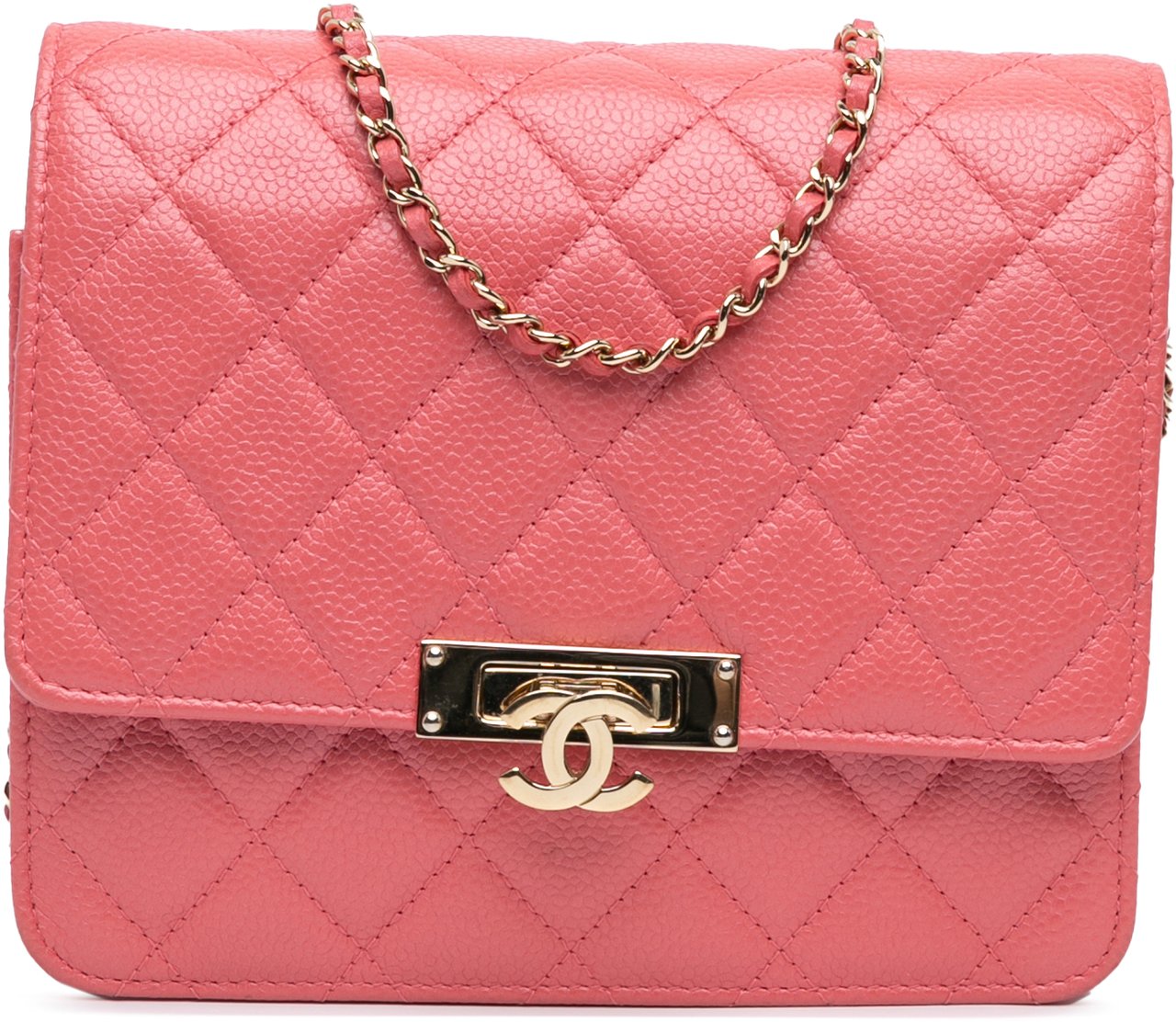 Chanel Quilted Caviar Golden Class Wallet On Chain Roze